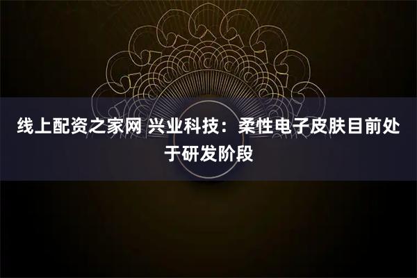 线上配资之家网 兴业科技:柔性电子皮肤目前处于研发阶段