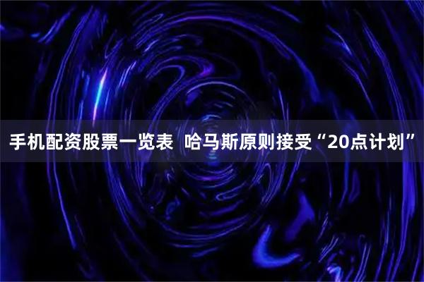 手机配资股票一览表  哈马斯原则接受“20点计划”